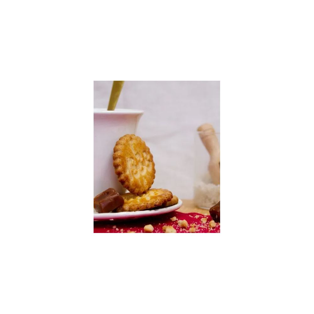 Biscuiți Sable cu bucăți de caramel în cutie Mytique 500 gr