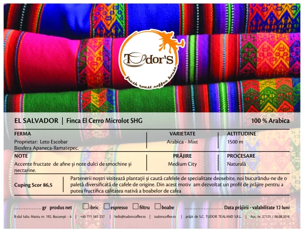 Cafea proaspat prajita El Salvador Finca el Cero